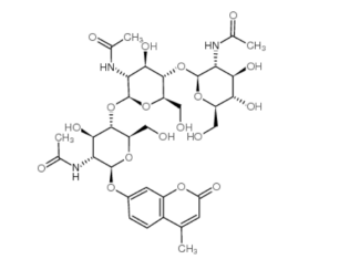 4-甲基香豆素基 N,N',N''-三乙酰基-β-D-壳聚三糖苷  Cas:53643-13-3  