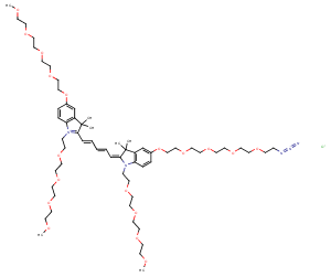 2107273-58-3 N-(m-PEG4)-N'-(m-PEG4)-O-(m-PEG4)-O'-(azide-PEG4)-Cy5 Chemical Structure