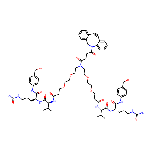 DBCO-(PEG2-Val-Cit-PAB)2 Chemical Structure